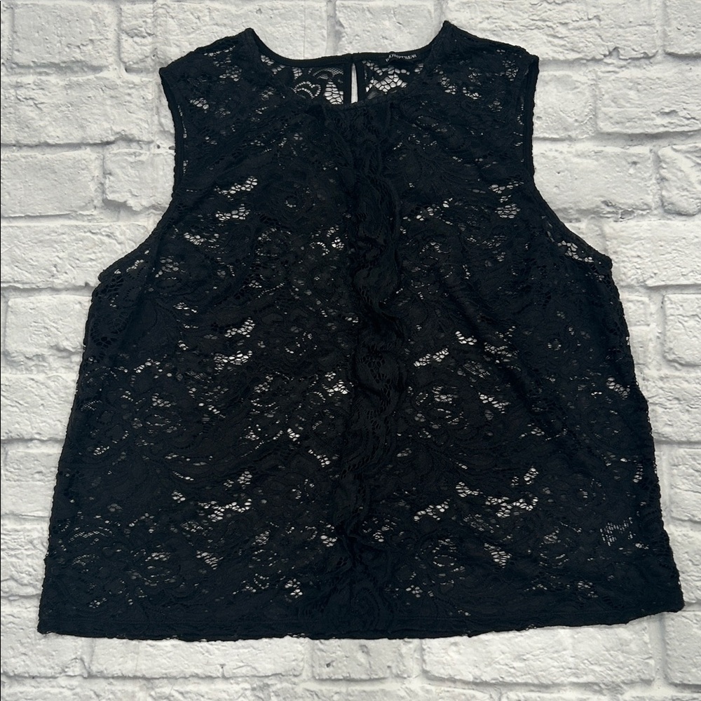 Black Lace Sleeveless Blouse